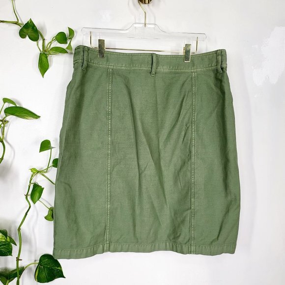 J CREW Army Green Mini Denim Skirt 32 High Waist Button Front NEW - Picture 6 of 11